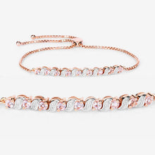 Load image into Gallery viewer, 0.89 Carat Genuine Morganite and White Topaz .925 Sterling Silver Bracelet