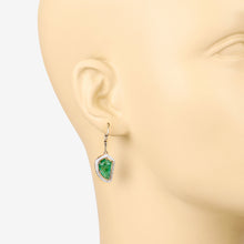 Load image into Gallery viewer, 7.56 Carat Genuine Colombian Emerald and White Diamond 14K Yellow Gold Earrings