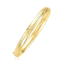Load image into Gallery viewer, 14k Yellow Gold Dome Florentine Design Bangle