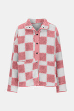 Load image into Gallery viewer, Elegant Checkered Snap Down Long Sleeve Teddy Jacket Soft & Warm Colorful Jacket
