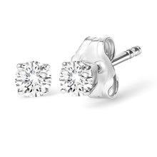 Load image into Gallery viewer, IGI Certified 14K White Gold 1.0 Cttw 4-Prong Set Brilliant Round-Cut Solitaire Natural Diamond Push Back Stud Earrings (G-H Color, I1-I2 Clarity)
