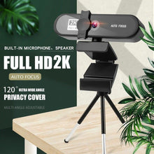 Load image into Gallery viewer, 2K 4K Pc Webcam With Gift Tripod Autofocus Usb Web Camera Laptop Mini Camera 1080P with Microphone For Full Widescreen Laptop USB Webcams Privacy Shutter Tripod Desktop Notebook Webcam Video Calling Recording Webcam