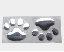 Load image into Gallery viewer, 2PCS Car Sticker Cool Design Paw 3D Animal Dog Cat Bear Foot Prints Footprint Decal Car Stickers Silver Gold Chrome Dog Paw Footprint Sticker Decal Auto Car Emblem Decal Decoration Dog Paw Decals Dog Footprint Car Decals Self-Adhesive Car Auto Accessories