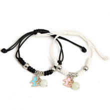 Load image into Gallery viewer, 2PCS New Glow In Dark Luminous Cat Star Moon Bracelet Couple Handmade Adjustable Rope Matching Friend Bracelet Luminous Matching Bracelets For Couples Best Friend Gift