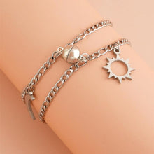 Load image into Gallery viewer, 2pcs / Set Elegant Stainless Steel Sun Moon Couple Bracelet Magnet Attracts Jewelry Magnetic Couple Bracelets Set Sliver Chain Bracelet Luxury Heart Bracelet Promise Couples Bracelets For Women Men
