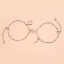 Load image into Gallery viewer, 2pcs / Set Elegant Stainless Steel Sun Moon Couple Bracelet Magnet Attracts Jewelry Magnetic Couple Bracelets Set Sliver Chain Bracelet Luxury Heart Bracelet Promise Couples Bracelets For Women Men