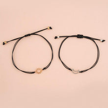 Load image into Gallery viewer, 2pcs / Set Minimalist Sun Moon Charm Couple Bracelet Card Love Jewelry Gift Adjustable Braided Rope Bracelets Pinky Pomise Matching Relationship Bracelets For Best Friends Couple