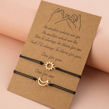Load image into Gallery viewer, 2pcs / Set Minimalist Sun Moon Charm Couple Bracelet Card Love Jewelry Gift Adjustable Braided Rope Bracelets Pinky Pomise Matching Relationship Bracelets For Best Friends Couple