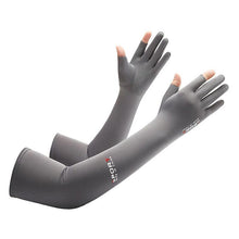 Load image into Gallery viewer, 2pcs Sport 5-finger Arm Sleeves One Size Compression Long Arm Cover Cycling Running Fishing Climbing Arm Cover Outdoor Sport Sun UV Protection Ice Cool Sleeves Comfortable Men Long Arm Covers