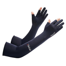 Load image into Gallery viewer, 2pcs Sport 5-finger Arm Sleeves One Size Compression Long Arm Cover Cycling Running Fishing Climbing Arm Cover Outdoor Sport Sun UV Protection Ice Cool Sleeves Comfortable Men Long Arm Covers