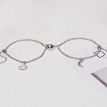Load image into Gallery viewer, 2Pcs Sun Moon Charm Magnet Attraction Stainless Steel Bracelets For Couples Men Women Jewelry Couples Bracelets For Women Men Stainless Steel Heart Magnet Bracelets For Couples Matching Bracelets For Boyfriend And Girlfriend