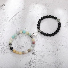 Load image into Gallery viewer, 2pcs/set Couple Bracelets Natural Stone Beads Heart Shaped Distance Magnet Attraction Couples Matching Stone Bracelet For Women Men Girl Boy Best Friend Healing Friendship Bracelet