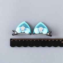 Load image into Gallery viewer, 2pcs/Set Cute Hair Clips For Girls Glitter Rainbow Felt Fabric Flowers Hairpins Cat Ears Bunny Barrettes Kids Hair Accessories for Halloween Parties Cosplay for Girls