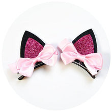 Load image into Gallery viewer, 2pcs/Set Cute Hair Clips For Girls Glitter Rainbow Felt Fabric Flowers Hairpins Cat Ears Bunny Barrettes Kids Hair Accessories for Halloween Parties Cosplay for Girls