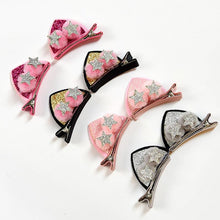 Load image into Gallery viewer, 2pcs/Set Cute Hair Clips For Girls Glitter Rainbow Felt Fabric Flowers Hairpins Cat Ears Bunny Barrettes Kids Hair Accessories for Halloween Parties Cosplay for Girls