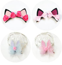 Load image into Gallery viewer, 2pcs/Set Cute Hair Clips For Girls Glitter Rainbow Felt Fabric Flowers Hairpins Cat Ears Bunny Barrettes Kids Hair Accessories for Halloween Parties Cosplay for Girls