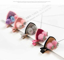 Load image into Gallery viewer, 2pcs/Set Cute Hair Clips For Girls Glitter Rainbow Felt Fabric Flowers Hairpins Cat Ears Bunny Barrettes Kids Hair Accessories for Halloween Parties Cosplay for Girls