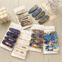 Load image into Gallery viewer, 2PCS/Set Fashion WomenElegant Acrylic Geometric Hairpin Sweet Girl Hair Clip Marble Textured Barrettes Headband Gorgeous Hair Accessories For Women