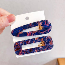 Load image into Gallery viewer, 2PCS/Set Fashion WomenElegant Acrylic Geometric Hairpin Sweet Girl Hair Clip Marble Textured Barrettes Headband Gorgeous Hair Accessories For Women