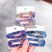 Load image into Gallery viewer, 2PCS/Set Fashion WomenElegant Acrylic Geometric Hairpin Sweet Girl Hair Clip Marble Textured Barrettes Headband Gorgeous Hair Accessories For Women