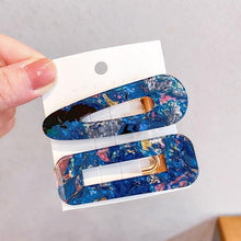 Load image into Gallery viewer, 2PCS/Set Fashion WomenElegant Acrylic Geometric Hairpin Sweet Girl Hair Clip Marble Textured Barrettes Headband Gorgeous Hair Accessories For Women