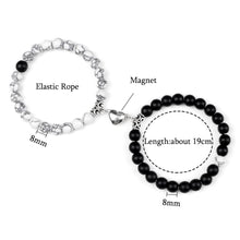 Load image into Gallery viewer, 2Pcs/Set Heart Shape Magnet Pendant Bracelet Couples Love Meaningful Natural Stone Bangles Jewelry Bracelet For Couples Elastic Magnetic Field Therapy Bracelet Women Matt Stone Bracelets For Girlfriend