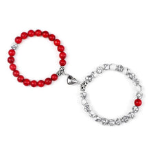 Load image into Gallery viewer, 2Pcs/Set Heart Shape Magnet Pendant Bracelet Couples Love Meaningful Natural Stone Bangles Jewelry Bracelet For Couples Elastic Magnetic Field Therapy Bracelet Women Matt Stone Bracelets For Girlfriend