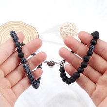 Load image into Gallery viewer, 2Pcs/Set Heart Shape Magnet Pendant Bracelet Couples Love Meaningful Natural Stone Bangles Jewelry Bracelet For Couples Elastic Magnetic Field Therapy Bracelet Women Matt Stone Bracelets For Girlfriend