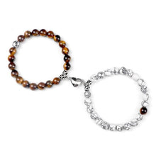 Load image into Gallery viewer, 2Pcs/Set Heart Shape Magnet Pendant Bracelet Couples Love Meaningful Natural Stone Bangles Jewelry Bracelet For Couples Elastic Magnetic Field Therapy Bracelet Women Matt Stone Bracelets For Girlfriend