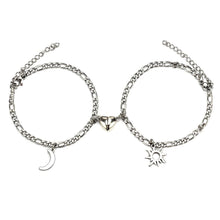 Load image into Gallery viewer, 2pcs/set Stainless Steel Sun Moon Couple Bracelets Magnet Attraction Love Heart Shaped Charms Couples Bracelet Stainless Steel Chain Bracelets Charm Jewelry Matching Couple Bracelets