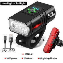 Load image into Gallery viewer, 2PCS LED Bike Light Bicycle Front Rear lights USB Charge Headlight Cycling Taillight Bicycle Super Bright Front And Back Bicycle Lights USB Rechargeable Durable Waterproof Mountain Helmet Road Night Riding For Bike