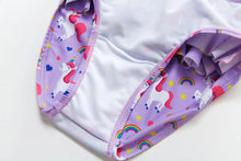 Load image into Gallery viewer, 3-16Y Cartoon Two-piece Girls Swimwear Ruffle Swimsuit Bikini Set One Shoulder Beachwear Princess Two Piece Bathing Suit Children Swimwear Girls Swimsuit Bikini Set