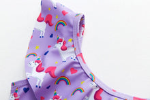 Load image into Gallery viewer, 3-16Y Cartoon Two-piece Girls Swimwear Ruffle Swimsuit Bikini Set One Shoulder Beachwear Princess Two Piece Bathing Suit Children Swimwear Girls Swimsuit Bikini Set