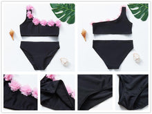 Load image into Gallery viewer, 3-16Y Cartoon Two-piece Girls Swimwear Ruffle Swimsuit Bikini Set One Shoulder Beachwear Princess Two Piece Bathing Suit Children Swimwear Girls Swimsuit Bikini Set