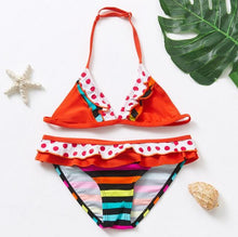 Load image into Gallery viewer, 3-16Y Cartoon Two-piece Girls Swimwear Ruffle Swimsuit Bikini Set One Shoulder Beachwear Princess Two Piece Bathing Suit Children Swimwear Girls Swimsuit Bikini Set