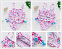 Load image into Gallery viewer, 3-16Y Cartoon Two-piece Girls Swimwear Ruffle Swimsuit Bikini Set One Shoulder Beachwear Princess Two Piece Bathing Suit Children Swimwear Girls Swimsuit Bikini Set