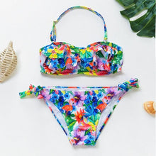 Load image into Gallery viewer, 3-16Y Cartoon Two-piece Girls Swimwear Ruffle Swimsuit Bikini Set One Shoulder Beachwear Princess Two Piece Bathing Suit Children Swimwear Girls Swimsuit Bikini Set