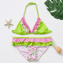 Load image into Gallery viewer, 3-16Y Cartoon Two-piece Girls Swimwear Ruffle Swimsuit Bikini Set One Shoulder Beachwear Princess Two Piece Bathing Suit Children Swimwear Girls Swimsuit Bikini Set