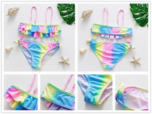 Load image into Gallery viewer, 3-16Y Cartoon Two-piece Girls Swimwear Ruffle Swimsuit Bikini Set One Shoulder Beachwear Princess Two Piece Bathing Suit Children Swimwear Girls Swimsuit Bikini Set