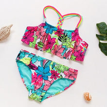 Load image into Gallery viewer, 3-16Y Cartoon Two-piece Girls Swimwear Ruffle Swimsuit Bikini Set One Shoulder Beachwear Princess Two Piece Bathing Suit Children Swimwear Girls Swimsuit Bikini Set