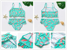 Load image into Gallery viewer, 3-16Y Cartoon Two-piece Girls Swimwear Ruffle Swimsuit Bikini Set One Shoulder Beachwear Princess Two Piece Bathing Suit Children Swimwear Girls Swimsuit Bikini Set