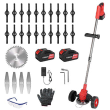 Load image into Gallery viewer, 3-in-1 Electric Cordless Grass Wacker Battery Powered Grass Trimmer with Wheels Adjustable Head with 2-Pieces 2500mAh Batteries