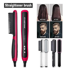 Load image into Gallery viewer, 3 IN 1 Multifunctional Hair Straightener Comb Hair Black Red Straightening Brush Portable Comb Fast Heating Men Beard Straightener For Traveling Perfect Gift For Adults
