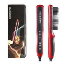 Load image into Gallery viewer, 3 IN 1 Multifunctional Hair Straightener Comb Hair Black Red Straightening Brush Portable Comb Fast Heating Men Beard Straightener For Traveling Perfect Gift For Adults
