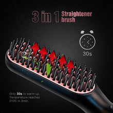 Load image into Gallery viewer, 3 IN 1 Multifunctional Hair Straightener Comb Hair Black Red Straightening Brush Portable Comb Fast Heating Men Beard Straightener For Traveling Perfect Gift For Adults