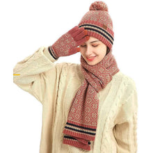 Load image into Gallery viewer, 3-in-1 Soft Warm Thick Cable Knitted Beanie Hat Scarf and Gloves Winter Set