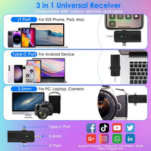 Load image into Gallery viewer, 3-in-1 Wireless Clip On Microphone Omnidirectional Noise Reduction Plug