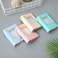 Load image into Gallery viewer, 3 Inch Mini Photo Album 32 Pockets Square Hollow Card Holder Bronzing Stars Picture Storage Case PVC Photocard Holder DIY Photo Albums Birthday Gift Family Scrapbook Albums Family Anniversary Gift For Couple