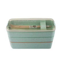 Load image into Gallery viewer, 3-Layer Stackable Bento Box Japanese Lunch Box Kit with Spoon & Fork