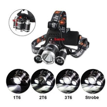 Load image into Gallery viewer, 3 LED XM-L T6 Waterproof Headlamp LED Torch Flashlight